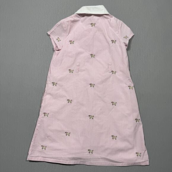 Gymboree Pink Striped Puppy Dog Bow Button Front Shirt Dress Girls Size 6 Golden - Picture 2 of 7